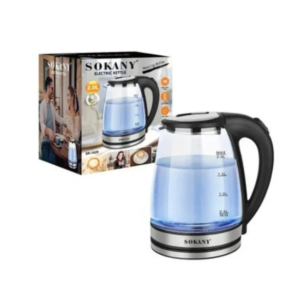 Sokany SK-1029 Electric Glass Kettle 1500W-2 Liter - Image 2